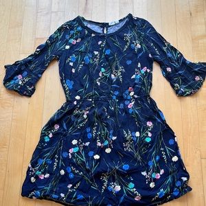 Gap kids XL floral dress 3/4 length sleeve